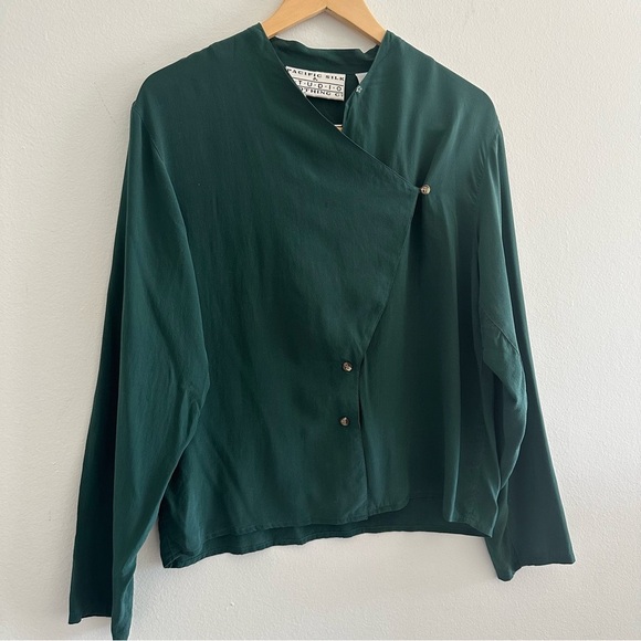 Vintage Pacific Silk & Studio 100% Silk Blouse Top Sz M - Picture 4 of 6